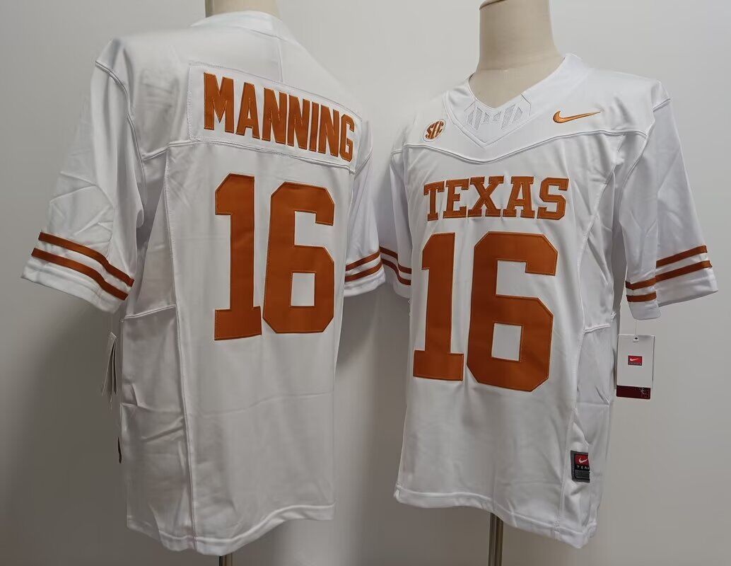 Men 2024 Texas Longhorns #16 Manning white Nike NCAA Jerseys->->